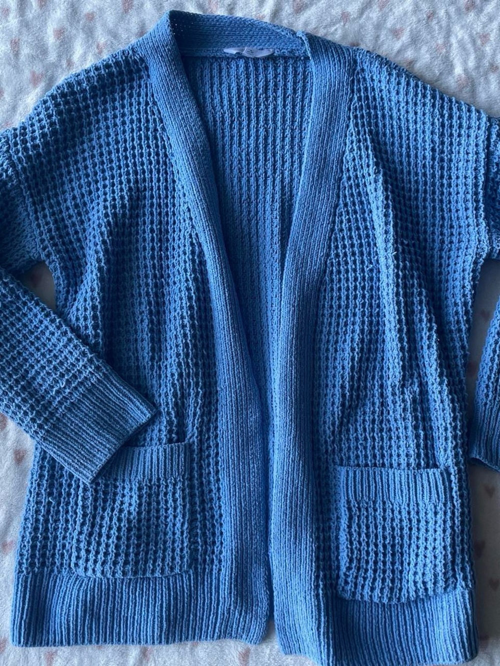 Blue Waffle Knit Cardigan